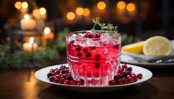 ai generiert frisch Obst Cocktail auf hölzern Tisch, ein erfrischend Sommer- Feier generiert durch ai foto