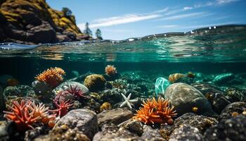 ai generiert unter Wasser Riff, Natur Fisch, Wasser Tier, Koralle, tropisch Klima generiert durch ai foto