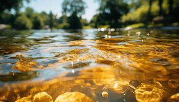 ai generiert still Szene beschwingt Herbst Wald spiegelt im wellig Teich generiert durch ai foto