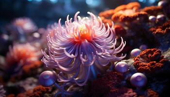 ai generiert das unter Wasser Riff Vitrinen das Schönheit von multi farbig Meer Leben generiert durch ai foto