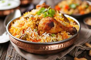 ai generiert königlich Fest, Meister das Kunst von Hähnchen Biryani beim heim. generativ ai foto