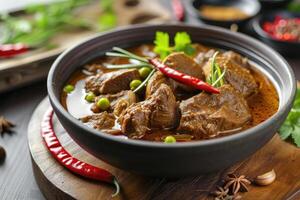 ai generiert entdecken das Reichtum, aromatisch Ziege Curry Freude gulai kambing. generativ ai foto