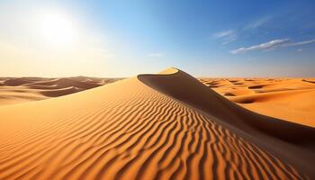 ai generiert majestätisch Sand Dünen Welligkeit im trocken Afrika extrem Hitze generiert durch ai foto