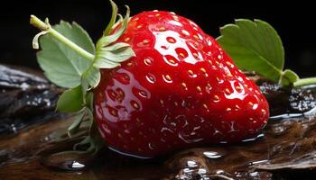 ai generiert frisch Erdbeere, reif Beere Frucht, saftig und Süss Snack generiert durch ai foto