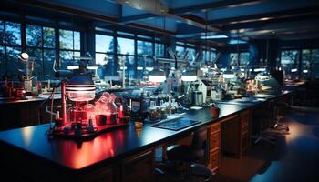 ai generiert modern Wissenschaft Industrie Arbeiten im ein kommerziell Küche Labor generiert durch ai foto