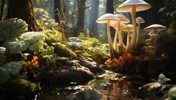 ai generiert das Herbst Wald Vitrinen Natur Schönheit mit bunt Laub generiert durch ai foto