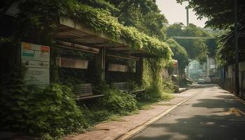 ai generiert modern Stadt Leben Wolkenkratzer, Verkehr, und geschäftig Bürgersteige generiert durch ai foto