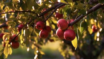 ai generiert Frische und Wachstum im Natur reichlich Obstgarten generiert durch ai foto