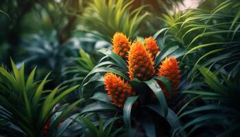 ai generiert Frische von Sommer- Grün Blätter, multi farbig Blumen generiert durch ai foto