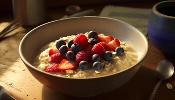 ai generiert frisch Blaubeeren und Joghurt machen ein gesund Frühstück generiert durch ai foto