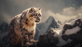 ai generiert majestätisch Tiger Gehen im Schnee bedeckt Wildnis generiert durch ai foto