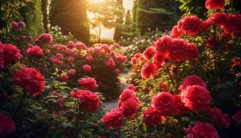 ai generiert ein beschwingt Strauß von bunt Blumen im Natur generiert durch ai foto