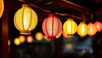 ai generiert Chinesisch Laternen erleuchten das Nacht, feiern traditionell Feste generiert durch ai foto