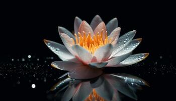 ai generiert Lotus Blume Kopf spiegelt Schönheit im Natur generiert durch ai foto