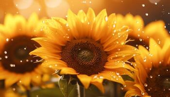 ai generiert Gelb Sonnenblume Anlage, schließen hoch, draußen, Schönheit im Natur generiert durch ai foto