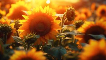 ai generiert Sonnenblume Pflanze im Sommer, Gelb Blume draußen generiert durch ai foto