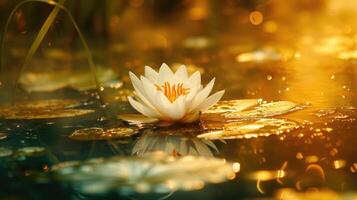 ai generiert elegant Wasser Lilien Anmut das Teich, ihr makellos Schönheit Entfaltung. ein still Oase. ai generiert foto
