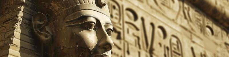 ai generiert ein Statue von ein ägyptisch Pharao gelegen draußen Tempel im Ägypten foto