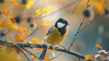 ai generiert Einblicke von Natur. Makro Fotografie Erfassen das Schönheit von ein Vogel im Sanft Pastell- Töne, verbessert durch verträumt Bokeh Hintergrund. foto