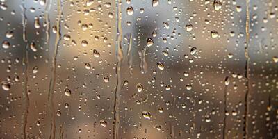 ai generiert Regentropfen auf das Fenster. abstrakt Hintergrund. foto