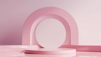 ai generiert Anzeige Podium Design zum spotten oben und Produkt Präsentation Rosa Farbe Szene foto
