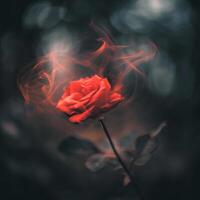 ai generiert rot Rosen geben ein kalt Gefühl wann Sie sind berührt durch Grusel. foto
