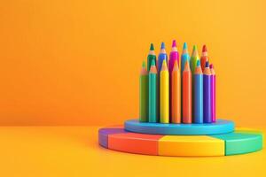 ai generiert Buntstifte und Färbung Buch im das Konzept von Kinder Kunst Schaffung foto