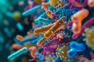 ai generiert vielfältig bunt abstrakt Mikrobiom foto
