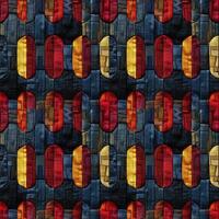 ai generiert nahtlos Textil- Hintergrund, bunt Patchwork Decke gemacht von Stücke von Stoff foto