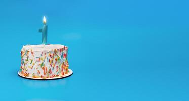 Geburtstag Bento Kuchen. 1 Geburt Tag, Nummer Kerze. Banner Hintergrund, Kopieren Raum zum Text foto