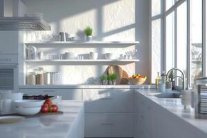 ai generiert die Architektur Küche Innere Design Innere Fotografie foto
