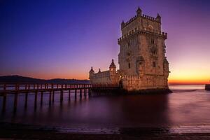 Lissabon, Portugal beim belem Turm auf das Tagus Fluss foto