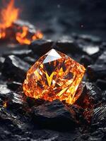 ai generiert ein Diamant ist Sitzung auf oben von ein schwarz Oberfläche ai generiert foto