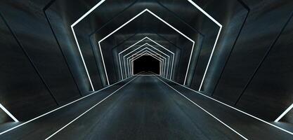 Licht Tunnel und Laser- Strahl modern Rohr 3d Illustration foto