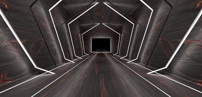 Licht Tunnel und Laser- Strahl modern Rohr 3d Illustration foto