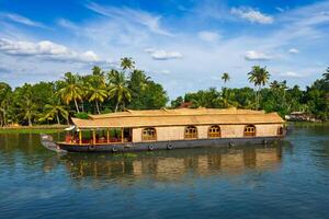 Hausboot auf Kerala Backwaters, Indien foto