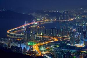 Busan Stadtbild gwangan Brücke beim Nacht foto