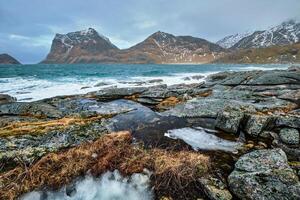 felsig Küste von Fjord im Norwegen foto