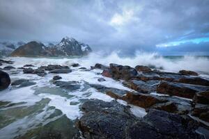 felsig Küste von Fjord im Norwegen foto