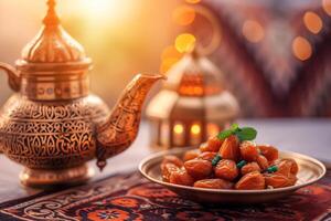 ai generiert Ramadan Termine zum iftar Öffnung foto