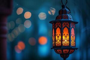ai generiert Laterne Ideal zum Ramadan Konzept foto