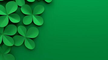 ai generiert st Patricks Tag Kleeblatt Ausschnitte Hintergrund foto