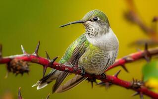 ai generiert Kolibri auf ein Ast foto