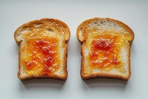 ai generiert Toast mit Früchte Marmelade auf Küche Tabelle Fachmann Werbung Essen Fotografie foto