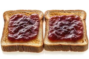 ai generiert Toast mit Früchte Marmelade auf Küche Tabelle Fachmann Werbung Essen Fotografie foto