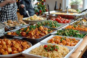 ai generiert serviert Tabelle Essen Party Fachmann Werbung Essen Fotografie foto