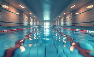 ai generiert Schwimmen Schwimmbad ist großartig Platz zu trainieren Schwimmen Schlaganfälle foto