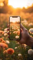 ai generiert ein Nahansicht von Hände geschickt Betriebs ein Smartphone symbolisieren das durchdringend Natur von Digital Kommunikation im heute Epoche foto