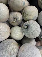 frisch Melonen angezeigt beim das Obst Markt foto