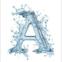 ai generiert Brief ein Wasser Spritzen Alphabet isoliert auf Weiß. Hauptstadt Brief a. Latein Alphabet. Brief ein im kyrillisch. foto